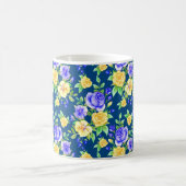 Elegantes blaues Rosenmuster Kaffeetasse (Mittel)