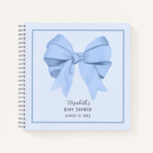 Elegantes Blaues Schleifen Jungen Baby Shower Gäst Notizblock