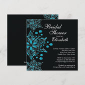 Elegantes blaues Schneeflocke-Winter-Brautparty Einladung (Vorne/Hinten)