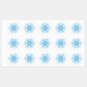 Elegantes Blaues Schneeflocken-Mandala Etiketten