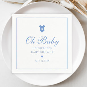 Elegantes blaues Schrift Baby Shower Serviette