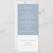 Elegantes, blaues Script in einem Hochzeitsinvit Einladung (Rückseite)
