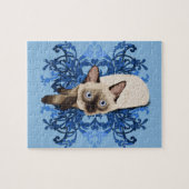 Elegantes blaues siamesische Katzen-hübsches mit Puzzle (Horizontal)