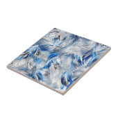 Elegantes blaues Silberfeder-Muster Moderne Kunst Fliese (Seite)