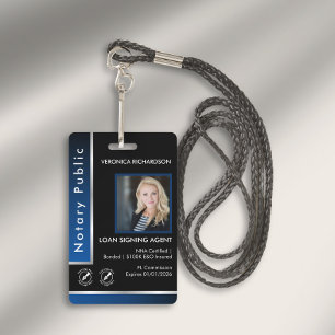Elegantes blaues silbernes Notar-QR-Code-Foto-I.D. Ausweis