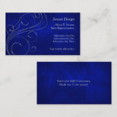 Elegantes blaues Silberwirl-Design Visitenkarte (Vorne/Hinten)