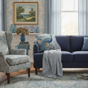 Elegantes, blaues, stilvolles Retro-Muster für sie Kissen