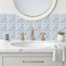 Elegantes blaues Toile-Blumenmuster-Keramikfliese