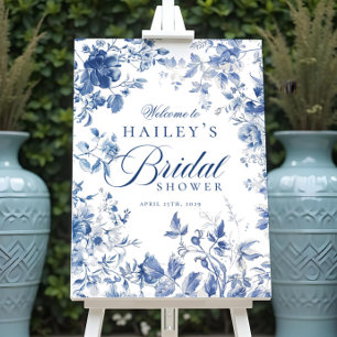 Elegantes blaues Toile-Chinoiserie-Schild für Brau Poster