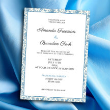 Elegantes Blaues Toile de Jouy Blumengrenze Hochze