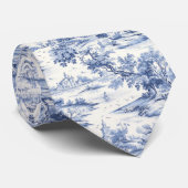 Elegantes blaues Toile Romantisches Muster Krawatte (Gerollt)