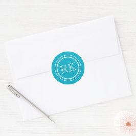Elegantes Blaues Topas Professional Monogramm Runder Aufkleber