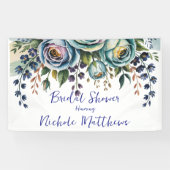 Elegantes blaues türkisfarbenes Brautparty Banner (Horizontal)