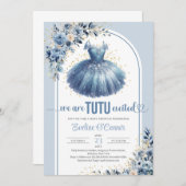 Elegantes blaues Tutu-Kleid Marine Blumenstrauß Ba Einladung (Vorne/Hinten)