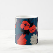 Elegantes blaues u. rotes Blumenmuster Kaffeetasse (Mittel)