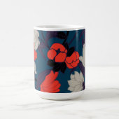 Elegantes blaues u. rotes Blumenmuster Kaffeetasse (Mittel)