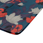 Elegantes blaues u. rotes Blumenmuster Schneidebrett (Ecke)