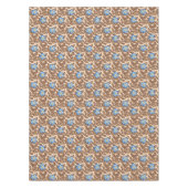 Elegantes blaues und beiges Blumendesign Tischdecke (Vorderseite)