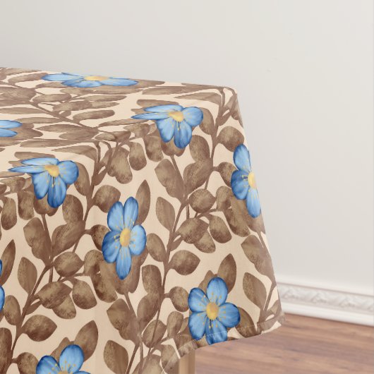 Elegantes blaues und beiges Blumendesign Tischdecke (Beispiel)