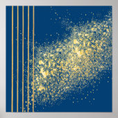 Elegantes blaues und goldenes Streifen Plakatpapie Poster (Vorne)