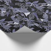 Elegantes blaues und graues dunkles Blumenpapier Geschenkpapier (Ecke)