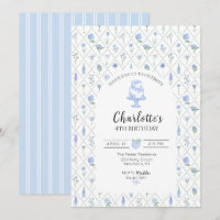 Elegantes blaues und grünes florales Gitter