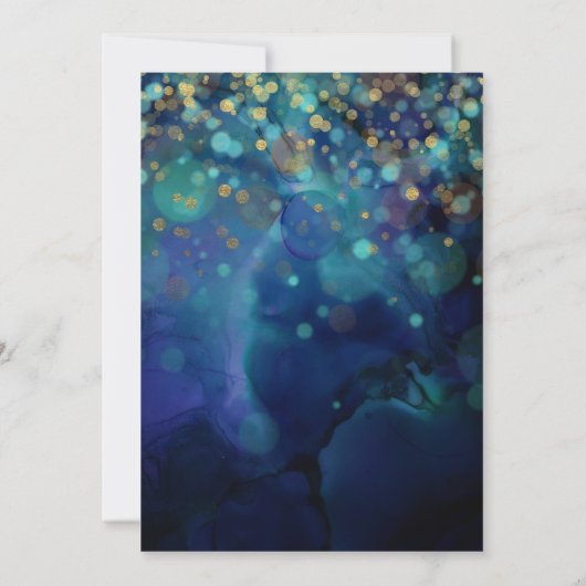 Elegantes blaues und Lila Pfauensaft 16 Einladung (Rückseite)