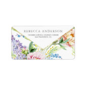 Elegantes Blaues und Lila Wasserfarbenblühen | Hoc Adressaufkleber (Vorne)