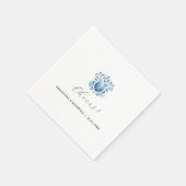 Elegantes blaues und Mit Monogramm Wappen Serviette (Ecke)
