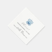 Elegantes blaues und Mit Monogramm Wappen Serviette (Ecke)