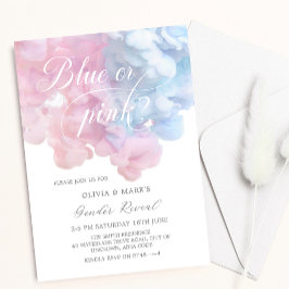 Elegantes blaues und rosa Rauch Baby Gender Reveal Einladung
