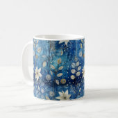 Elegantes blaues und weißes, blühendes, nahtloses kaffeetasse (Vorderseite Links)