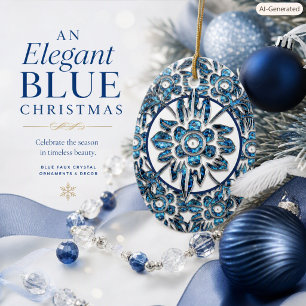 Elegantes blaues und weißes Kristall Keramik Ornament