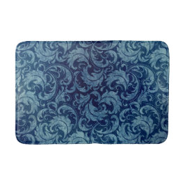 Elegantes Blaues Vintag Damask Muster Badematte