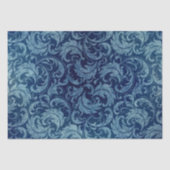 Elegantes Blaues Vintag Damask Muster Seidenpapier (Vorderseite)