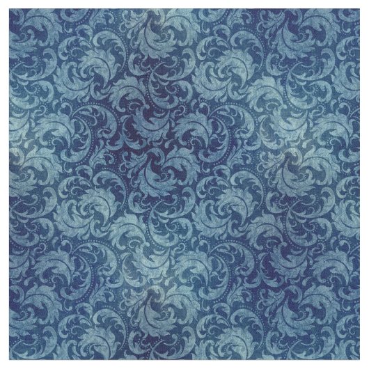Elegantes Blaues Vintag Damask Muster Stoff (Nahaufnahme)