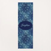 Elegantes Blaues Vintag Damask Muster Yogamatte (Vorderseite)