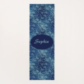 Elegantes Blaues Vintag Damask Muster Yogamatte (Rückseite)