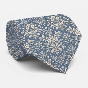Elegantes blaues vintage botanisches Muster Krawatte