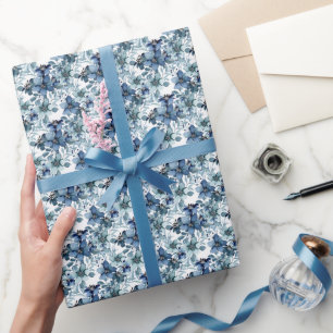 Elegantes blaues Vintage-Chintz-Muster Geschenkpapier