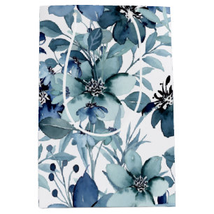 Elegantes blaues Vintage-Chintz-Muster Mittlere Geschenktüte