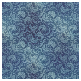 Elegantes blaues Vintage-Damaskmuster Stoff