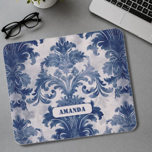 Elegantes blaues vintage-französisches Toile-Damas Mousepad