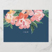 Elegantes blaues Wasser Botanisch Save the Date Folieneinladung (Rückseite)