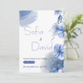 Elegantes blaues Wasser Save the Date Einladung (Stehend Vorderseite)