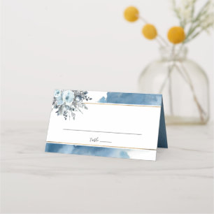 Elegantes blaues Wasser und blaue Flora Platzkarte