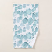 Elegantes Blaues Wasserfarben-Blätter Ditsy-Muster Badhandtuch Set (Handtuch)