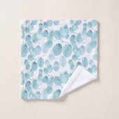 Elegantes Blaues Wasserfarben-Blätter Ditsy-Muster Badhandtuch Set (Waschlappen)