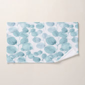 Elegantes Blaues Wasserfarben-Blätter Ditsy-Muster Badhandtuch Set (Handtuch)