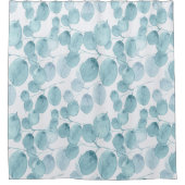 Elegantes Blaues Wasserfarben-Blätter Ditsy-Muster Duschvorhang (Vorderseite)